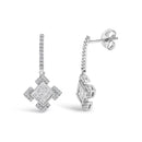 10K White Gold Princess and Round Diamond Geometric Composite Dangle Earrings-2