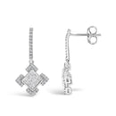 10K White Gold Princess and Round Diamond Geometric Composite Dangle Earrings-3