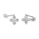 10K White Gold Princess and Round Diamond Geometric Composite Dangle Earrings-4