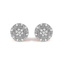 10K Yellow Gold 1/7 Cttw Diamond Beaded Halo Stud Earrings-1