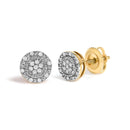 10K Yellow Gold 1/7 Cttw Diamond Beaded Halo Stud Earrings-2