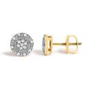 10K Yellow Gold 1/7 Cttw Diamond Beaded Halo Stud Earrings-3