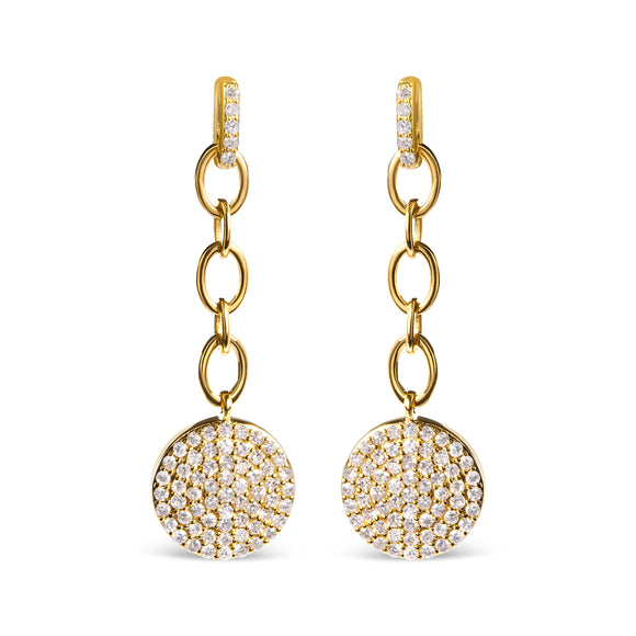 18K Yellow Gold Plated .925 Sterling Silver 1.0 Cttw Diamond Composite Cluster Dangle Chain Earrings (I-J Color, I1-I2 Clarity)