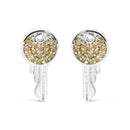 925 Sterling Silver 1/6ct TDW  Yellow Treated  Diamond Charm Earrings-1