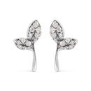 925 Sterling Silver 1/16ct TDW Diamond Leaf Earrings-1