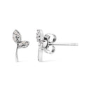 925 Sterling Silver 1/16ct TDW Diamond Leaf Earrings-2