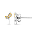 925 Sterling Silver 1/16ct TDW  Yellow Treated Diamond Leaf Earrings-3