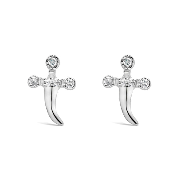 .925 Sterling Silver Diamond Accent Knife Earrings (H-I Color, I2-I3 Clarity)