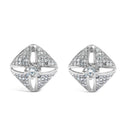 .925 Sterling Silver 1.0 Cttw Diamond Studded Rhombus Stud Earring (H-I Color, I2-I3 Clarity)-1