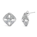 .925 Sterling Silver 1.0 Cttw Diamond Studded Rhombus Stud Earring (H-I Color, I2-I3 Clarity)-2