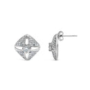 .925 Sterling Silver 1.0 Cttw Diamond Studded Rhombus Stud Earring (H-I Color, I2-I3 Clarity)-3