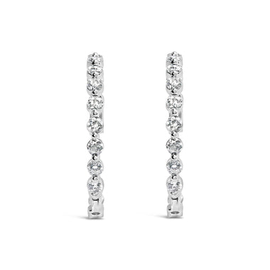 14K White Gold 5.00 Cttw Lab Grown Diamond Inside-Out Hoop Earring - 0