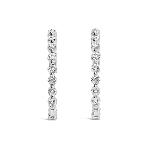 14K White Gold 5.00 Cttw Lab Grown Diamond Inside-Out Hoop Earring