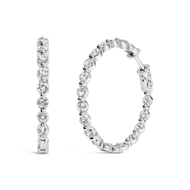 14K White Gold 5.00 Cttw Lab Grown Diamond Inside-Out Hoop Earring