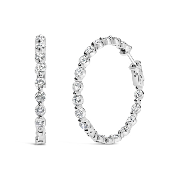 14K White Gold 5.00 Cttw Lab Grown Diamond Inside-Out Hoop Earring