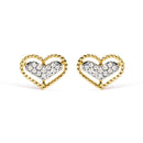 10K Yellow Gold 1/10 Cttw Diamond Heart and Beaded Halo Stud Earrings (I-J Color, I1-I2 Clarity)-1