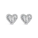 14K Yellow Gold Plated .925 Sterling Silver 1/2 Cttw Round and Baguette Diamond Composite Heart Shaped Stud Earring (I-J Color, SI2-I1 Clarity)-8