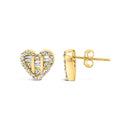 14K Yellow Gold Plated .925 Sterling Silver 1/2 Cttw Round and Baguette Diamond Composite Heart Shaped Stud Earring (I-J Color, SI2-I1 Clarity)-7