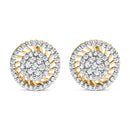 10K Yellow Gold 1.00 Cttw Diamond Halo Radiant Sunburst Stud Earrings (I-J Color, I2-I3 Clarity)-4
