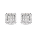 10K White Gold 1 1/10 Cttw Princess Diamond Composite and Halo Stud Earrings (I-J Color, I1-I2 Clarity)-4