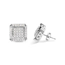 10K White Gold 1 1/10 Cttw Princess Diamond Composite and Halo Stud Earrings (I-J Color, I1-I2 Clarity)-6