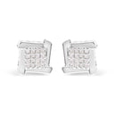 10K White Gold 1/2 Cttw Composite  Princess Diamond Square and Swirl Stud Earrings (I-J Color, I1-I2 Clarity)-4
