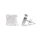 10K White Gold 1/2 Cttw Composite  Princess Diamond Square and Swirl Stud Earrings (I-J Color, I1-I2 Clarity)-6