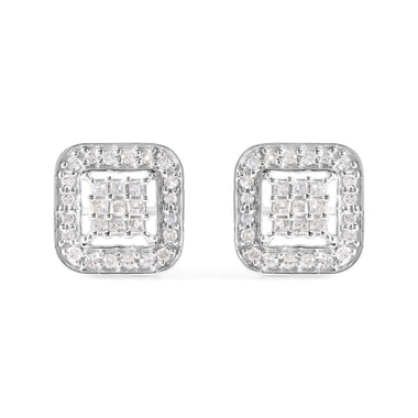 10K White Gold 5/8 Cttw Diamond Square Shaped Composite Stud Earrings (I-J Color, I1-I2 Clarity)