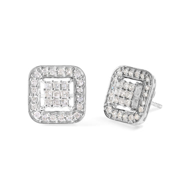 10K White Gold 5/8 Cttw Diamond Square Shaped Composite Stud Earrings (I-J Color, I1-I2 Clarity) - 0