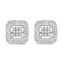 10K White Gold 1.00 Cttw Diamond Composite and Halo Stud Earrings (I-J Color, I1-I2 Clarity)-1