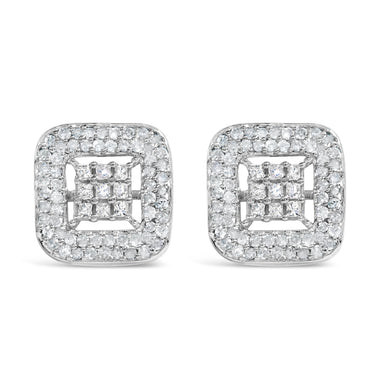 10K White Gold 1.00 Cttw Diamond Composite and Halo Stud Earrings (I-J Color, I1-I2 Clarity)