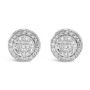 .925 Sterling Silver 3/4 Cttw Diamond Composite and Halo Stud Earrings (H-I Color, SI1-SI2 Clarity)-1