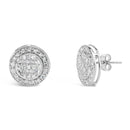 .925 Sterling Silver 3/4 Cttw Diamond Composite and Halo Stud Earrings (H-I Color, SI1-SI2 Clarity)-2