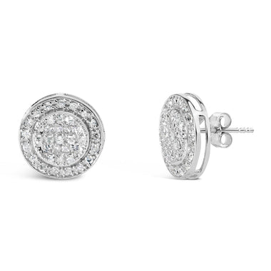 .925 Sterling Silver 3/4 Cttw Diamond Composite and Halo Stud Earrings (H-I Color, SI1-SI2 Clarity) - 0
