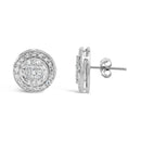 .925 Sterling Silver 3/4 Cttw Diamond Composite and Halo Stud Earrings (H-I Color, SI1-SI2 Clarity)-3