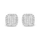 10K White Gold 7/8 Cttw Diamond Princess Composite and Halo Stud Earrings (I-J Color, I1-I2 Clarity)-4