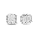 10K White Gold 7/8 Cttw Diamond Princess Composite and Halo Stud Earrings (I-J Color, I1-I2 Clarity)-5