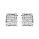 10K White Gold 1/2 Cttw Princess Cut Diamond Square Shaped Multi Stone Stud Earrings (H-I Color, SI1-SI2 Clarity)-4
