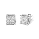 10K White Gold 1/2 Cttw Princess Cut Diamond Square Shaped Multi Stone Stud Earrings (H-I Color, SI1-SI2 Clarity)-5