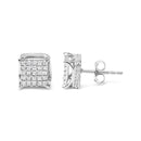 10K White Gold 1/2 Cttw Princess Cut Diamond Square Shaped Multi Stone Stud Earrings (H-I Color, SI1-SI2 Clarity)-6