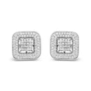 10K White Gold 1.0 Cttw Round and Princess Cut Diamond Composite Open Halo Stud Earrings (H-I Color, SI1-SI2 Clarity)-4