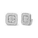10K White Gold 1.0 Cttw Round and Princess Cut Diamond Composite Open Halo Stud Earrings (H-I Color, SI1-SI2 Clarity)-5