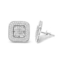 10K White Gold 1.0 Cttw Round and Princess Cut Diamond Composite Open Halo Stud Earrings (H-I Color, SI1-SI2 Clarity)-6