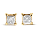 10K Yellow Plated .925 Sterling Silver 5/8 Cttw Princess Cut Diamond Push-Back 4-Prong Classic Stud  (J-K Color, I2-I3 Clarity)-1