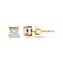 10K Yellow Plated .925 Sterling Silver 5/8 Cttw Princess Cut Diamond Push-Back 4-Prong Classic Stud  (J-K Color, I2-I3 Clarity)-3