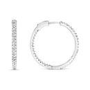 14K White Gold 1.0 Cttw Princess Diamond Inside Out Hoop Earrings (H-I Color, I1-I2 Clarity) - 23 MM-1
