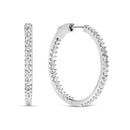 14K White Gold 1.0 Cttw Princess Diamond Inside Out Hoop Earrings (H-I Color, I1-I2 Clarity) - 23 MM-2