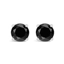 14K White Gold 2.00 Cttw Round Brilliant-Cut Black Diamond Classic 4-Prong Stud Earrings with Screw Backs (Fancy Color-Enhanced, I2-I3 Clarity)-10