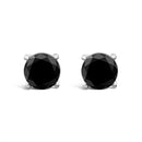 14K White Gold 2.00 Cttw Round Brilliant-Cut Black Diamond Classic 4-Prong Stud Earrings with Screw Backs (Fancy Color-Enhanced, I2-I3 Clarity)-9