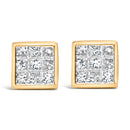 14K Yellow Gold 1.0 Cttw Princess Cut Diamond Composite Stud Earrings with Screw Backs (J-K Color, SI1-SI2 Clarity)-4